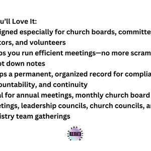 Church Meeting Minutes Template: Fillable Record Log (PDF & Word) - Etsy