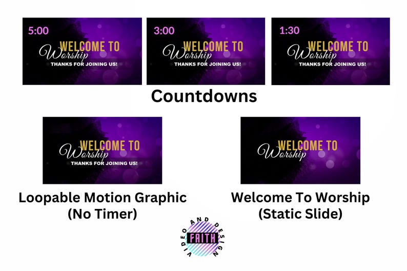 Church Worship Countdown Timer Bundle | Loopable Motion Graphic ...