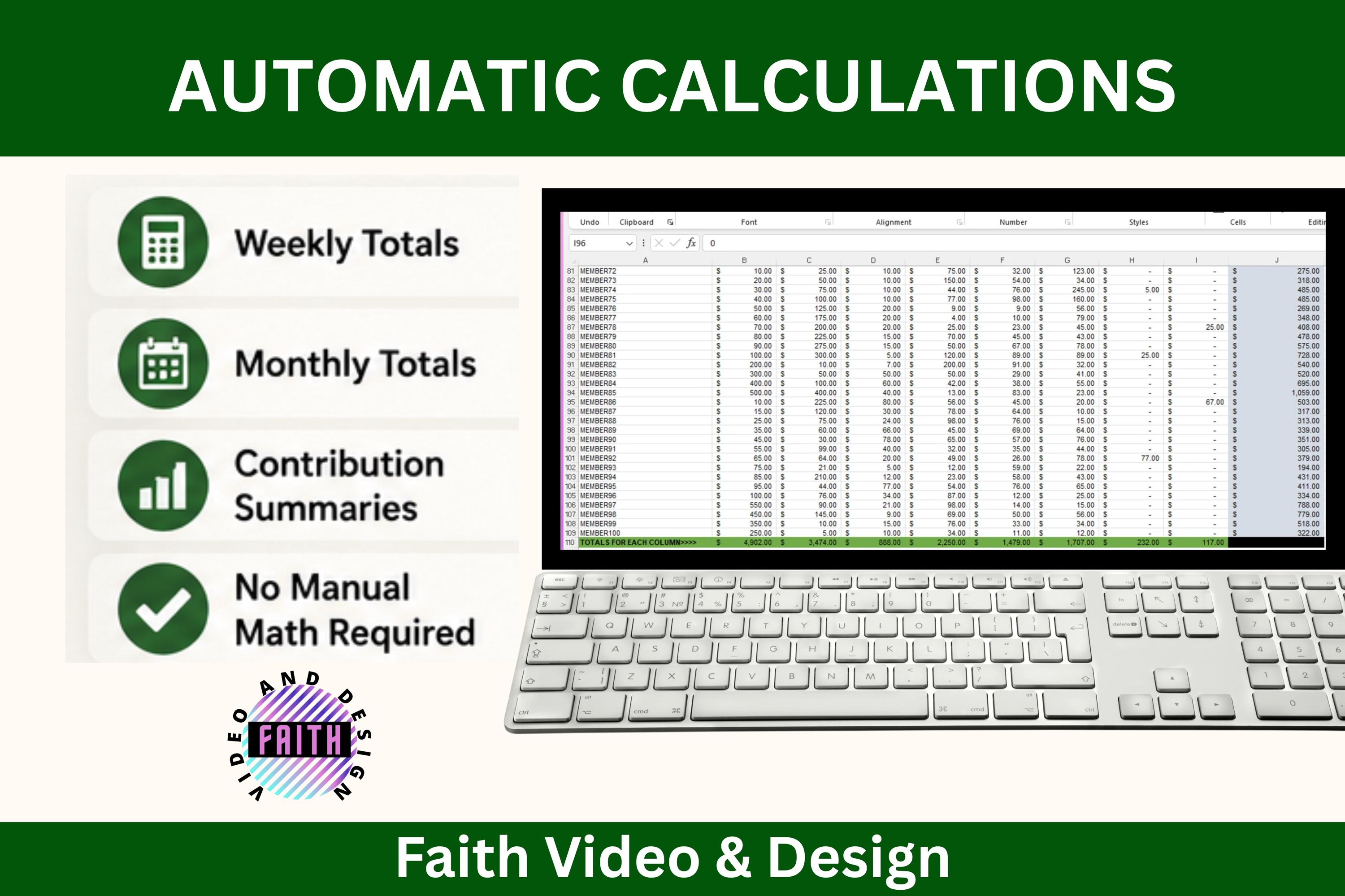 Church Member Contribution Tracker Spreadsheet (digital Download - Etsy