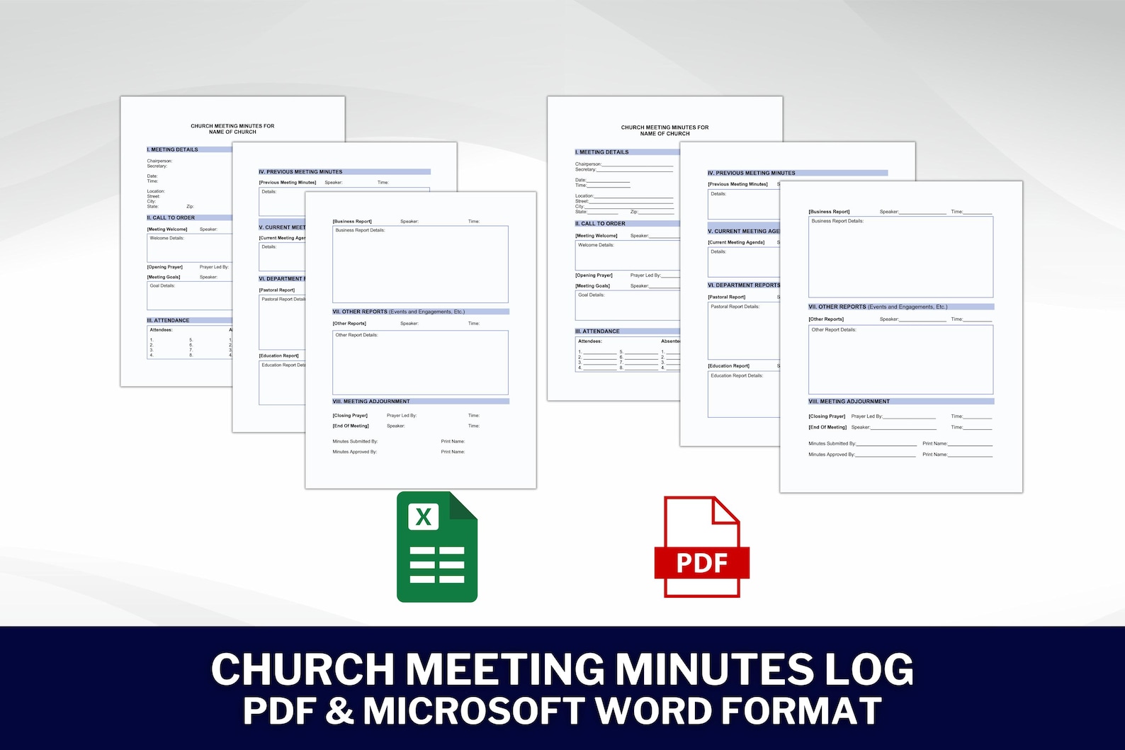 Church Meeting Minutes Template: Fillable Record Log (PDF & Word) - Etsy