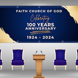 Editable Church Anniversary Banner Template | Church Celebration Wall Art | Easily Customizable Canva Design | Template Sizes 8x4 & 10x4 ft