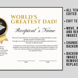 Printable Father's Day Certificate of Appreciation, Certificate to ...