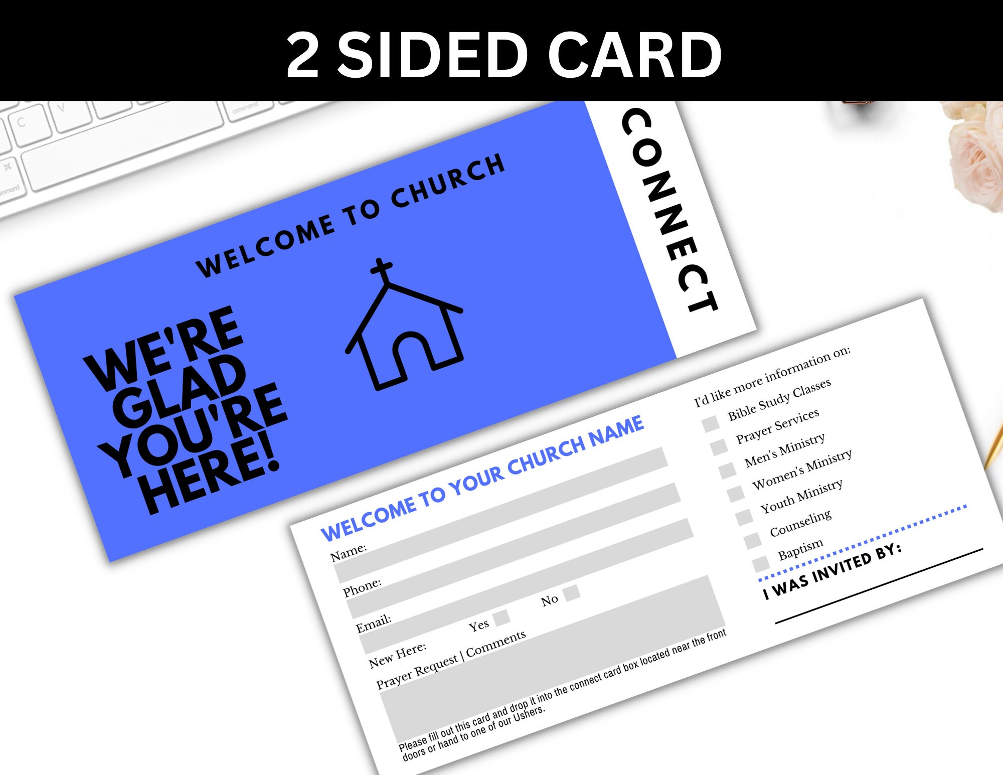 Church Connect Card Template, Editable Prayer and Registration Card for Church Connect Card Template, Editable Prayer and Registration Card for
