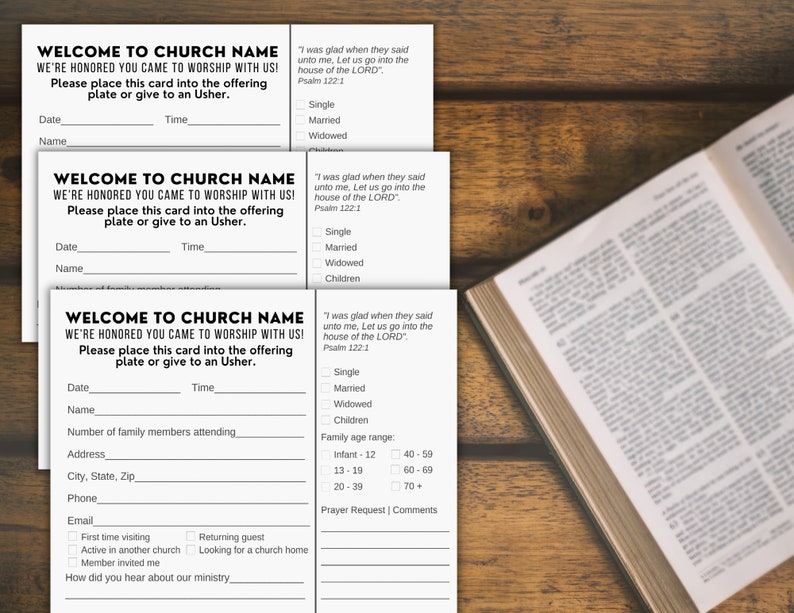 Welcome Pew Card Template, Editable Welcome Pew Card For New Church Visitors and Church Record Keeping. Easy To Edit in Canva image 5