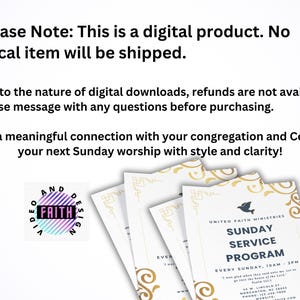 Elegant Church Program Template: Gold & Blue Sunday Service (canva ...