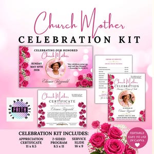 Kit per la celebrazione della "Madre della Chiesa" / Attestato, Programma, Diapositiva di presentazione (Canva modificabile)