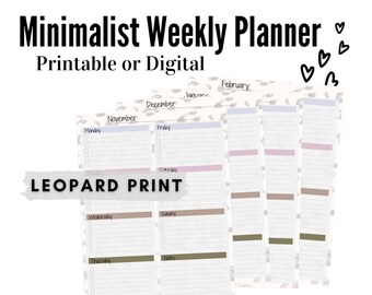 Minimalist Weekly Planner - Leopard Print