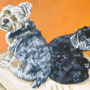 Multiple pets custom portrait
