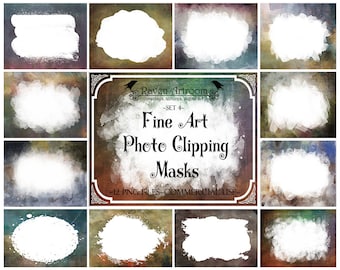 Fine Art Photo Masken, Photoshop Overlays, Aquarell Masken, Photoshop Rahmen, Rahmen Clipart, Schnittmasken, Transparente Rahmen, PNG Rahmen