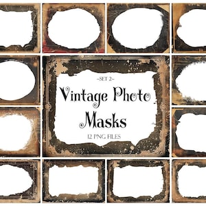 Vintage Photo Masks, Photoshop Overlays, Watercolor Masks, Photoshop Frames, Frame Clipart, Clipping Masks, Transparent Frames, PNG Files