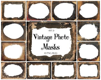 Vintage Fotomasken, Photoshop Overlays, Aquarell Masken, Photoshop Rahmen, Rahmen Clipart, Schnittmasken, Transparente Rahmen, PNG Dateien
