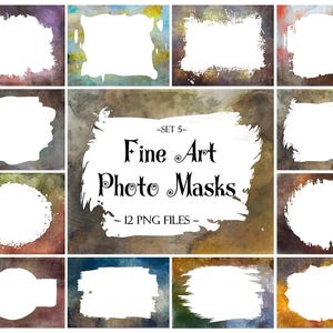 Fine Art Photo Masks, Photoshop Overlays, Watercolor Masks, Photoshop Frames, Frame Clipart, Clipping Masks, Transparent Frames, PNG Files