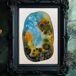 Original Ink and Watercolor Painting, One Of a Kind Art, Original Watercolor Painting, Abstract Painting, Original Handmade Painting, ACEO