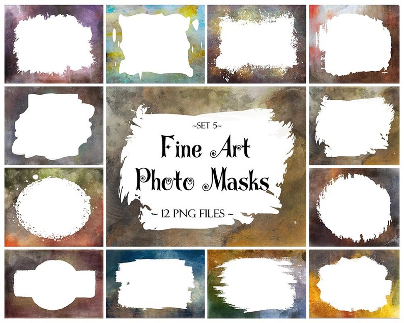 48 Photo Masks, Photoshop Overlays, Watercolor Masks, Photoshop Frames ...