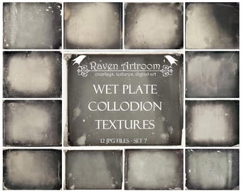 Wet Plate Collodion Textures, Photoshop Overlays, Digital Backgrounds, Portrait Overlays, Digital Papers, Backdrop, Vintage Textures, Grunge