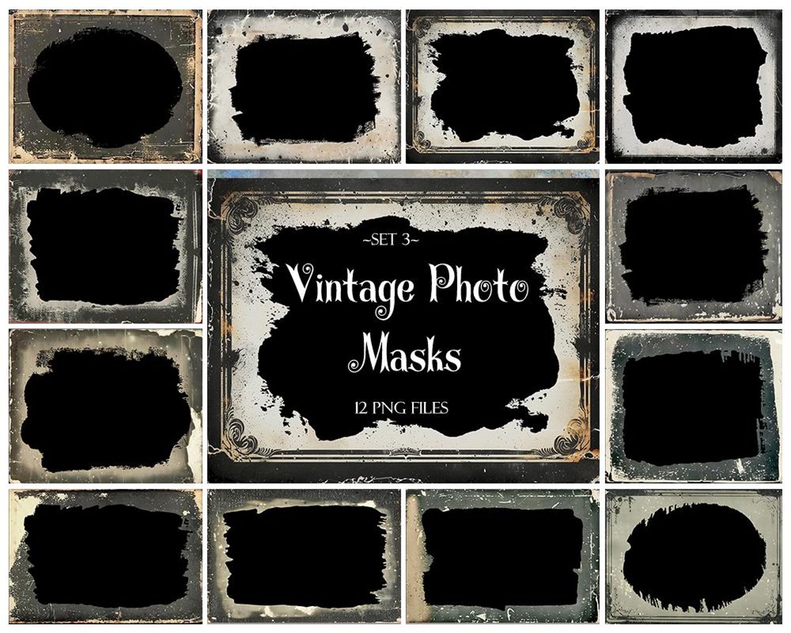Vintage Photo Masks, Photoshop Overlays, Watercolor Masks, Photoshop ...
