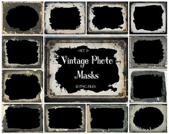 Vintage Photo Masks, Photoshop Overlays, Watercolor Masks, Photoshop ...