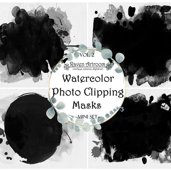 Watercolor Photoshop Overlays, Watercolor Masks, Photoshop Frames, Frame Clipart, Clipping Photoshop Masks, Digital Backdrop, PNG frames