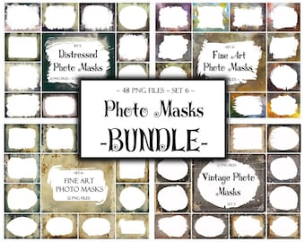48 Fotomasken, Photoshop Overlays, Aquarell Masken, Photoshop Rahmen, Rahmen Clipart, Schnittmasken, Transparente Rahmen, PNG Dateien
