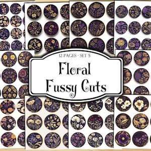 Floral Fussy Cuts, Digital Stickers, Printable Stickers, Ephemera, Junk Journal Kit, Scrapbook Supplies, Collage Sheets, Paper Craft