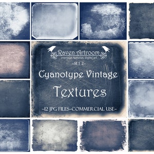 Cyanotype Textures, Photoshop Textures, Photoshop Overlays, Fine Art Textures, Digital Paper, Distressed Textures, Vintage Photo Effect