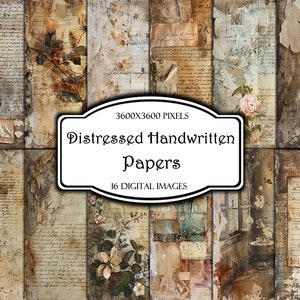 Carta manoscritta anticata, carta digitale, carta stampabile, pagine di scrapbooking, kit per diario spazzatura, scrapbooking digitale, forniture per diario