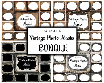 48 Vintage Fotomasken, Photoshop Overlays, Aquarell Masken, Photoshop Rahmen, Rahmen Clipart, Schnittmasken, Transparente Rahmen, PNG Dateien