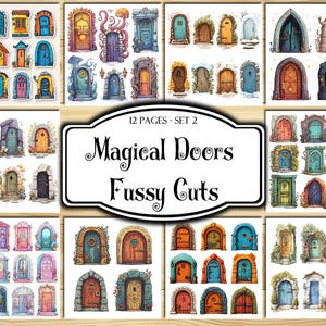Magical Doors Fussy Cuts, Digital Stickers, Printable Stickers, Ephemera, Junk Journal Kit, Scrapbook Supplies, Collage Sheets, Paper Craft