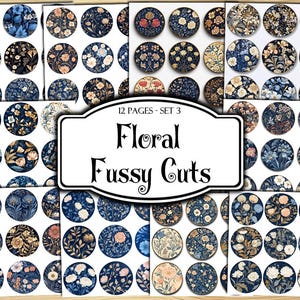 Floral Printable Fussy Cuts, Digital Stickers, Printable Stickers, Ephemera, Junk Journal Kit, Scrapbook Supplies, Collage Sheets