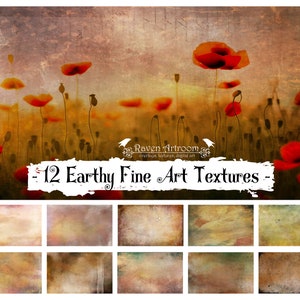 12 Earthy Fine Art Textures, Photoshop Overlays, Photoshop Textures, Vintage Textures, Fine Art Textures, Digital Backdrop, Backgrounds