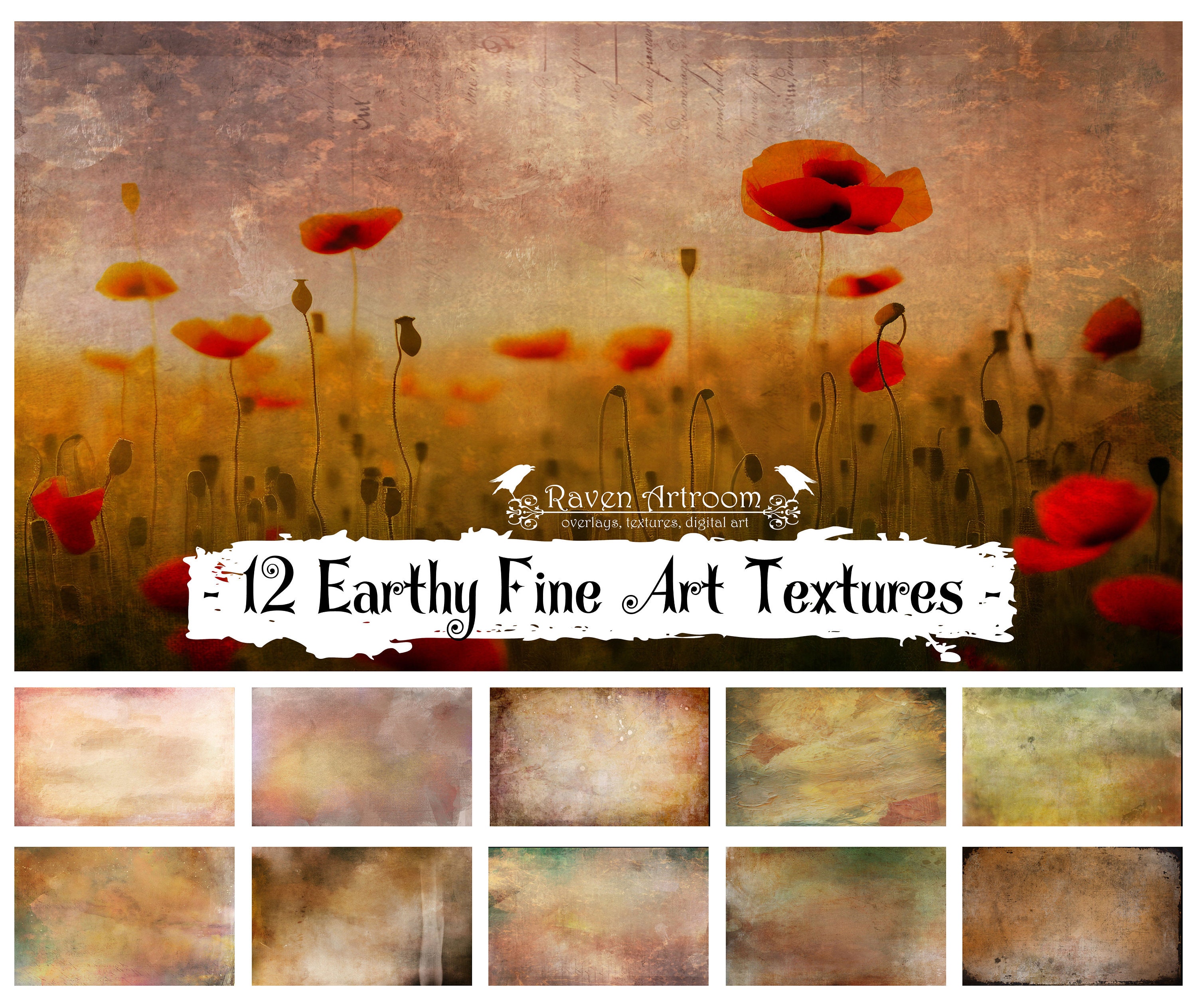 12 Earthy Fine Art Textures, Photoshop Overlays, Photoshop Textures, Vintage Textures, Fine Art Textures, Digital Backdrop, Backgrounds