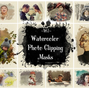10 sovrapposizioni di Photoshop per acquerello, maschere per acquerello, cornici di Photoshop, clipart di cornici, maschere di ritaglio di Photoshop, sfondo digitale, cornici PNG