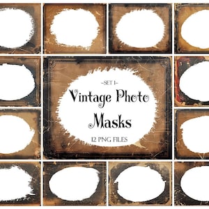 Vintage Photo Masks, Photoshop Overlays, Watercolor Masks, Photoshop Frames, Frame Clipart, Clipping Masks, Transparent Frames, PNG Files