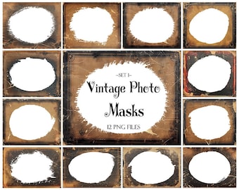 Vintage Fotomasken, Photoshop Overlays, Aquarell Masken, Photoshop Rahmen, Rahmen Clipart, Schnittmasken, Transparente Rahmen, PNG Dateien
