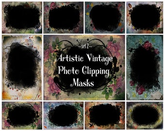 Schnittmasken, Fotomasken, Porträtmasken, Photoshop-Rahmen, Rahmen Clipart, PNG-Rahmen, Clipart, Malmasken, Maskenrahmen Sofort Download