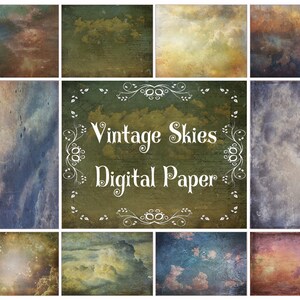 10 Vintage Skies Textures, Photoshop Overlays, Photoshop Textures, Digital Paper, Digital Scrapbooking, Fine Art Textures, Digital Backdrop