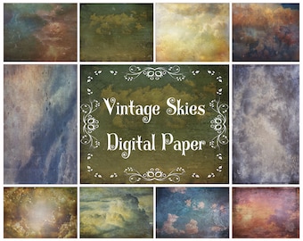 10 Vintage Skies Textures, Photoshop Overlays, Photoshop Textures, Digital Paper, Digital Scrapbooking, Fine Art Textures, Digital Backdrop
