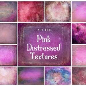 12 Pink Distressed Textures, Photoshop Textures, Photoshop Overlays, Vintage Textures, Fine Art Textures, Digital Paper, Scrapbooking, Craft