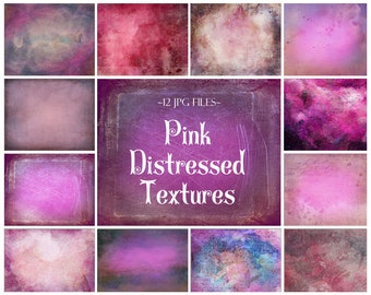 12 Pink Distressed Textures, Photoshop Textures, Photoshop Overlays, Vintage Textures, Fine Art Textures, Digital Paper, Scrapbooking, Craft