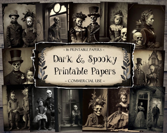 Dark & Spooky Printable Journal Papers, Scrapbooking Pages, Junk Journal Pages, Ephemera, Junk Journals, Scrapbook Supplies, Digital Paper