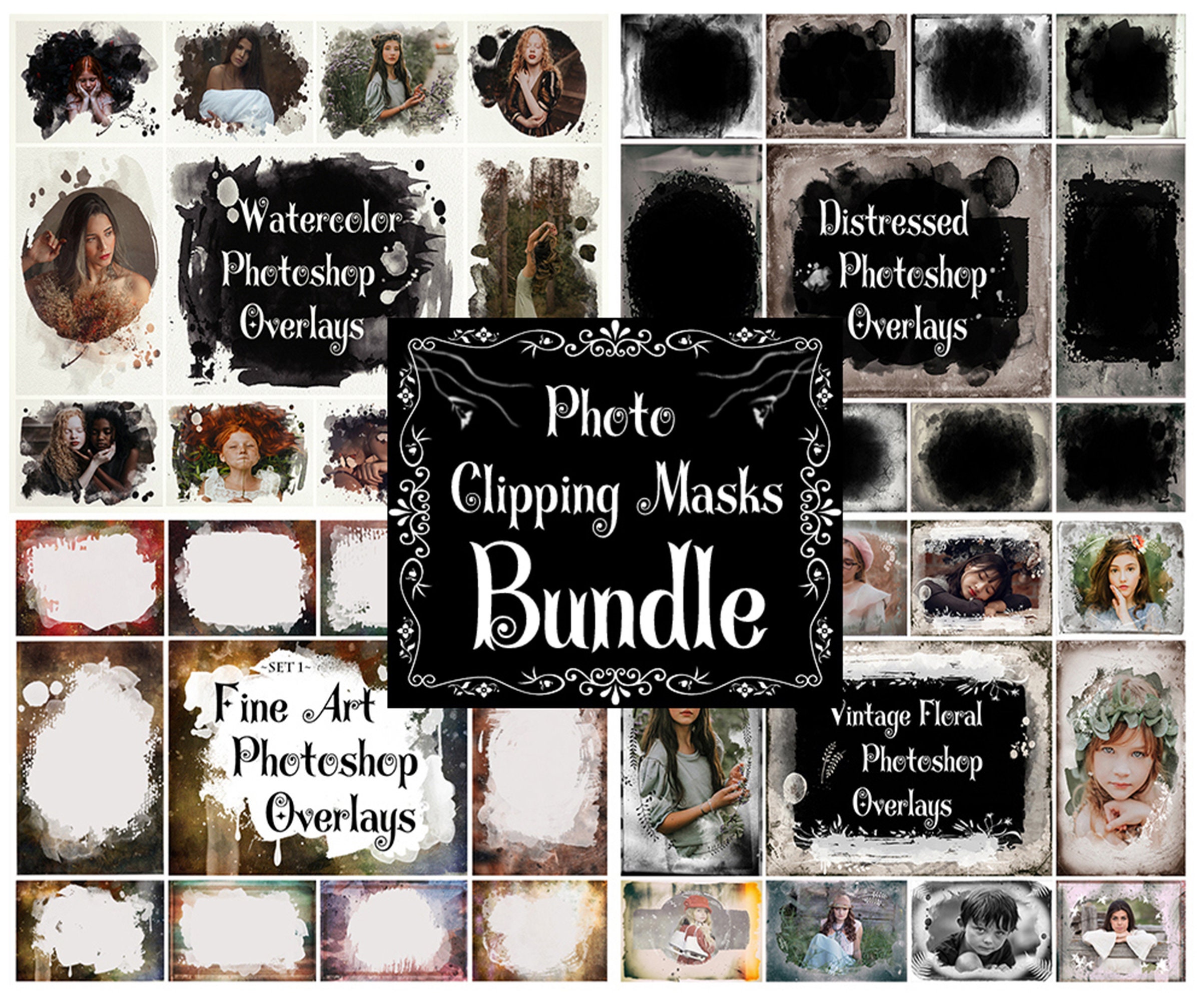 180 Clipping Photo Masks Clipping Masks Bundle Watercolor - Etsy