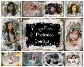 10 Clipping Masks, Vintage Floral Photoshop Overlays, Photoshop Frames, Frame Clipart, Watercolor Masks, PNG frames, Photo Masks