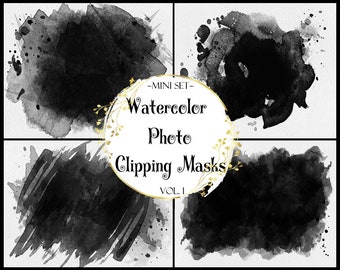 Watercolor Photoshop Overlays, Watercolor Masks, Photoshop Frames, Frame Clipart, Clipping Photoshop Masks, Digital Backdrop, PNG frames