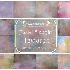 May include: A set of 15 digital textures in pastel colors. The textures are abstract and resemble watercolor or oil paintings. The textures are perfect for adding a vintage or artistic feel to your designs.