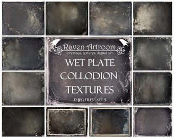 Wet Plate Collodion Textures, Photoshop Overlays, Digital Backgrounds, Portrait Overlays, Digital Papers, Backdrop, Vintage Textures, Grunge