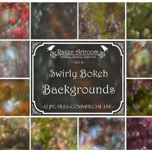 12 Swirly Bokeh Overlays, Bokeh Background, Nature Bokeh, Photoshop Overlays, Digital Backdrop, Photo Overlays, Bokeh Lights, Helios Bokeh