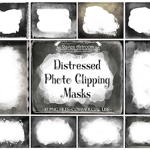 Distressed Photo Masks, Photoshop Overlays, Watercolor Masks, Photoshop Frames, Frame Clipart, Clipping Masks, Transparent Frames, PNG image 1