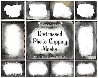 Distressed Photo Masks, Photoshop Overlays, Watercolor Masks, Photoshop Frames, Frame Clipart, Clipping Masks, Transparent Frames, PNG