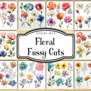 Floral Fussy Cuts, Digital Stickers, Printable Stickers, Printable Ephemera, Junk Journal Kit, Scrapbook Supplies, Collage Sheets, Craft