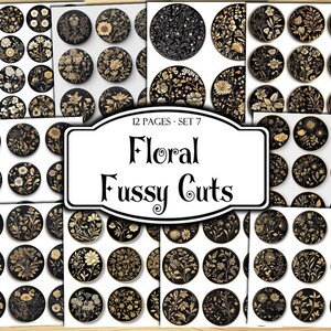 Floral Fussy Cuts, Digital Stickers, Printable Stickers, Ephemera, Junk Journal Kit, Scrapbook Supplies, Collage Sheets, Paper Craft